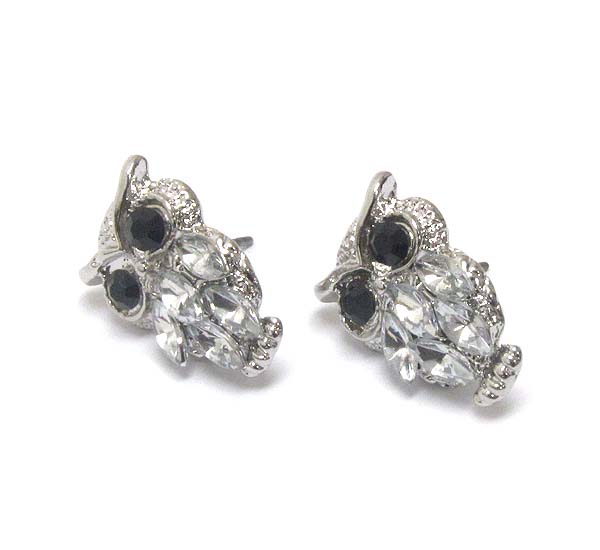 Crystal deco owl earring