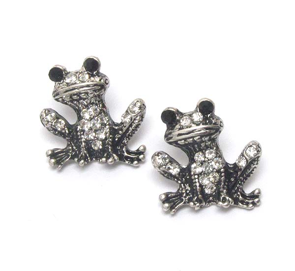 Crystal deco frog earring