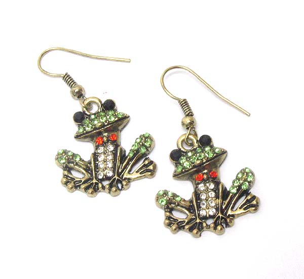 Crystal frog earring