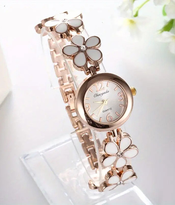 Flower chain bracelet watch