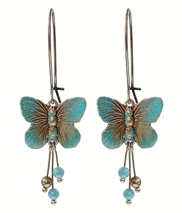 Vintage patina butterfly earring