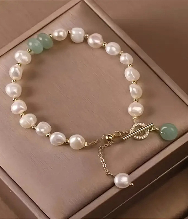 Multi faux pearl chain bracelet