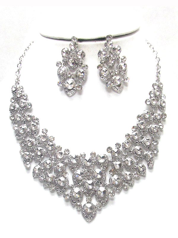 Multi crystal party necklace set