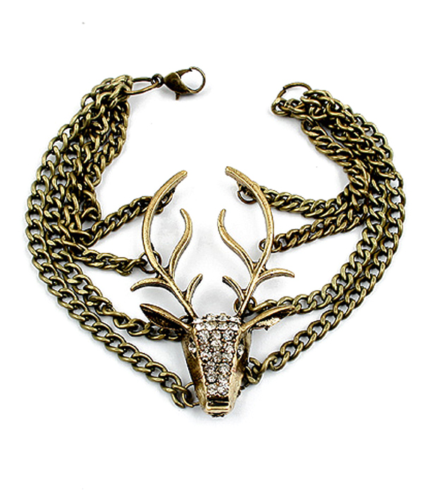 Boho style deer head chain link bracelet