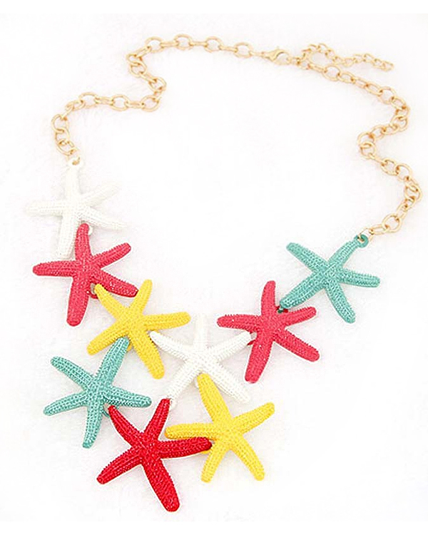 Color starfish statement necklace