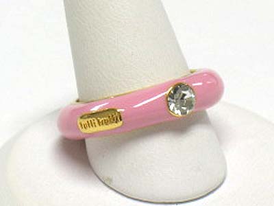 Tutti frutti crystal stud metal epoxy single line ring