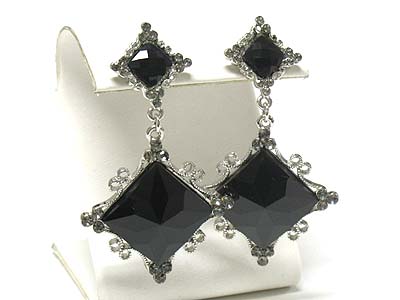 Crystal stud cascade drop earring