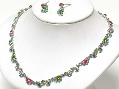 Austrian crystal simple line necklace and earring set