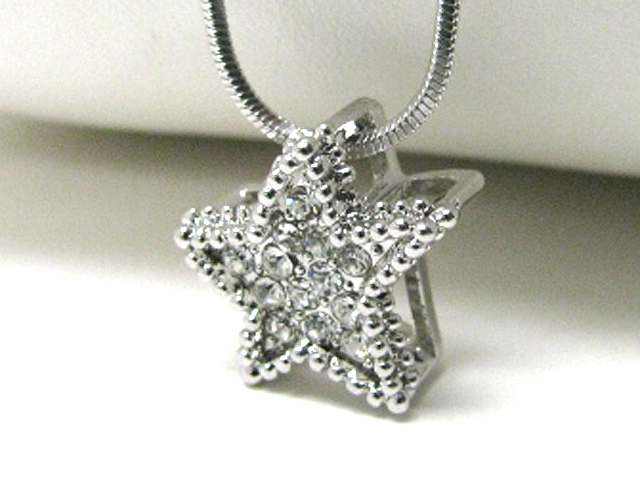 Made in korea whitegold plating crystal stud star pendant necklace