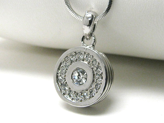 Made in korea whitegold plating crystal stud designer inspired round pendant necklace