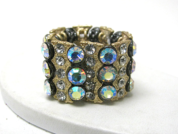 Crystal stud bar link stretch ring