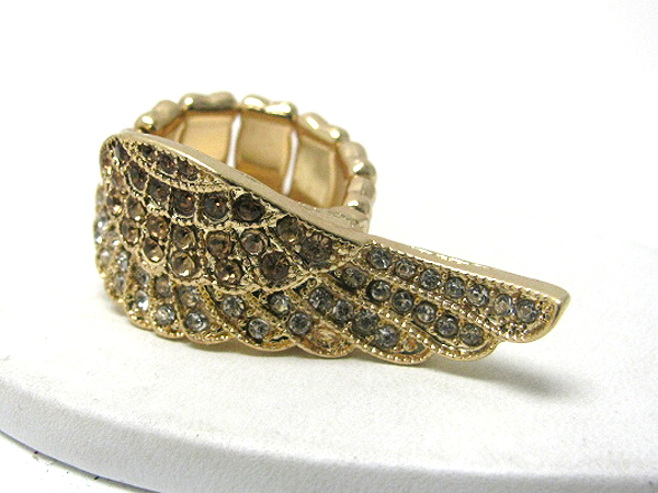 Crystal stud angel wing stretch ring