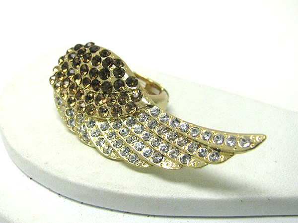 Crystal stud angel wing stretch ring