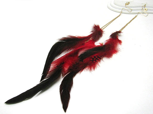 18 inch super long  feather drop earring