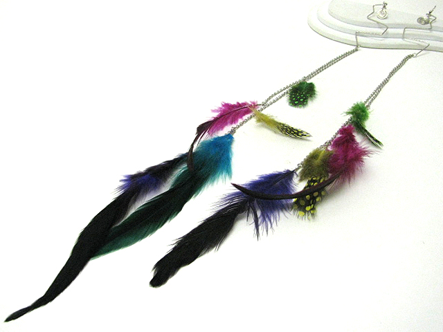 18 inch super long  feather drop earring