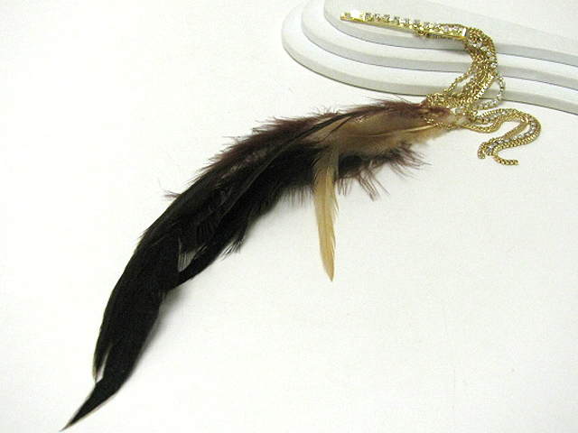 18 inch super long  crystal stud hair clip with multi feather and rhinestone extension