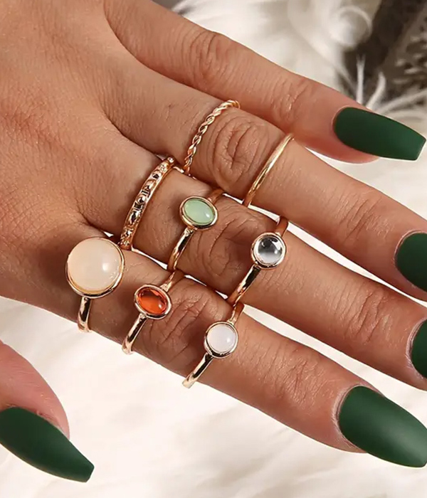 8 piece mix stackable ring set - mix stone