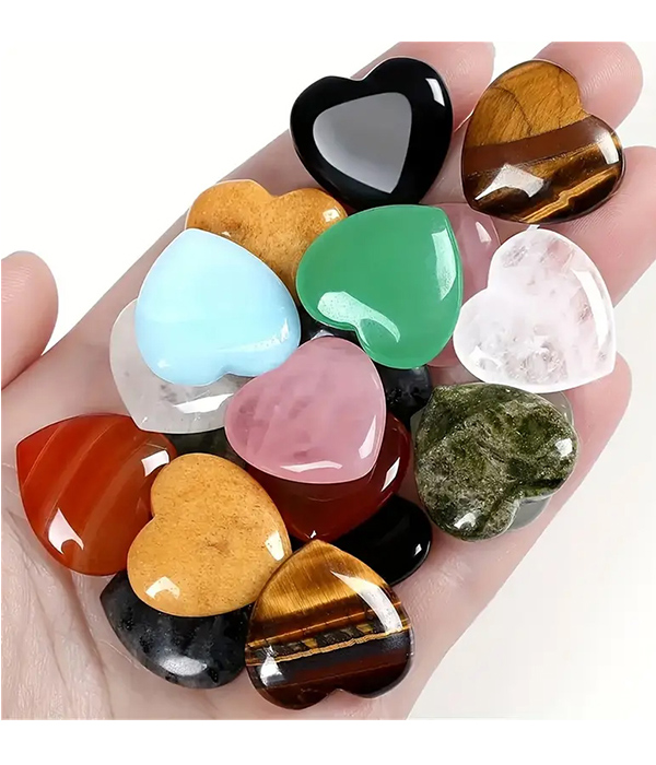 10 piece heart shape assorted gemstone