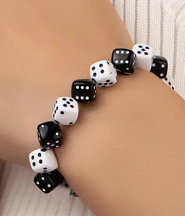 Casino theme dice stretch bracelet