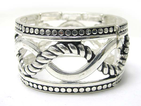 Casting wide metal stretch bracelet