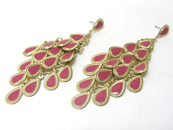 Enamel metal scale cascade drop earring