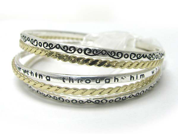 Multi row ribbon tied bible message bangles