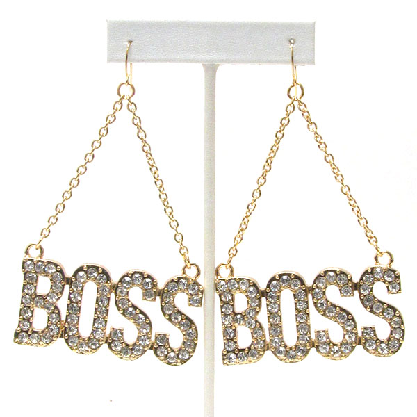 Crystal deco boss drop earring