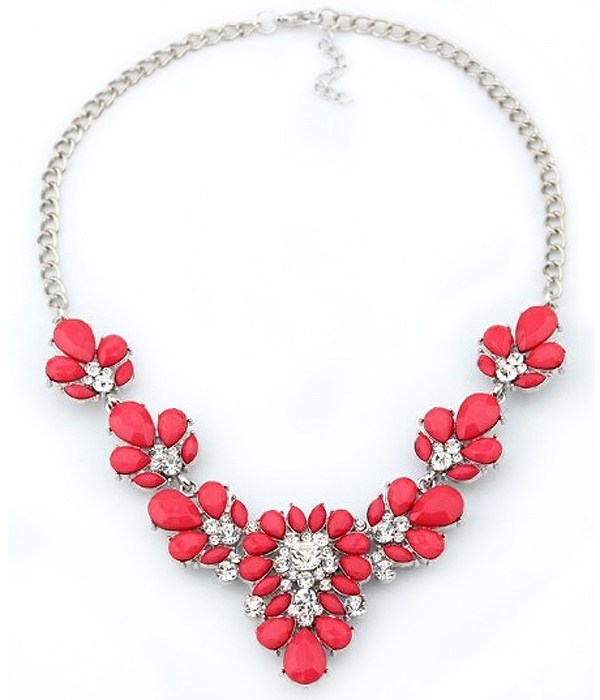 Crystal and acryl statement necklace