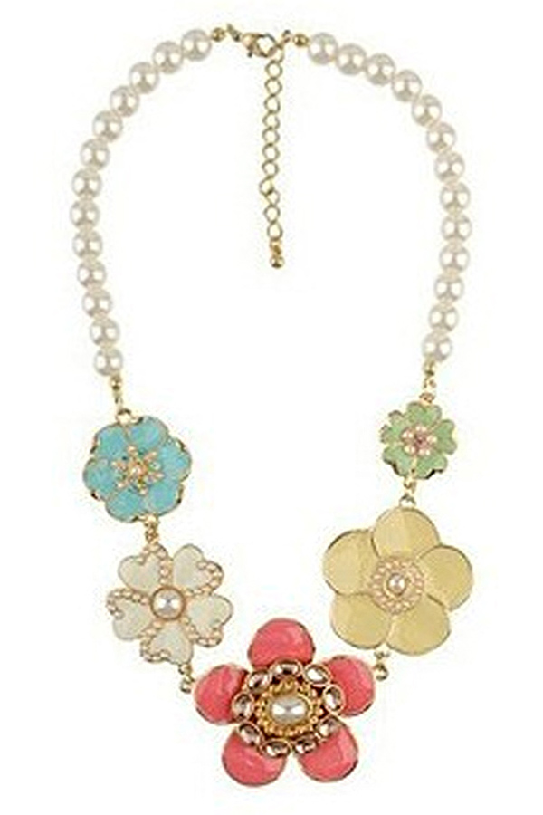 Epoxy multi flower link statement necklace