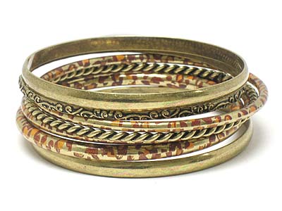 Multi metal animal printed bangles