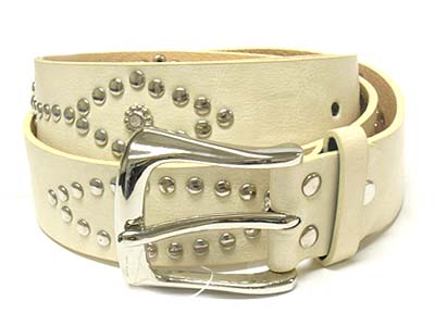 Metal buckle and crystal and stud deco belt