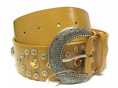 Crystal  and casting metal deco metal buckle belt