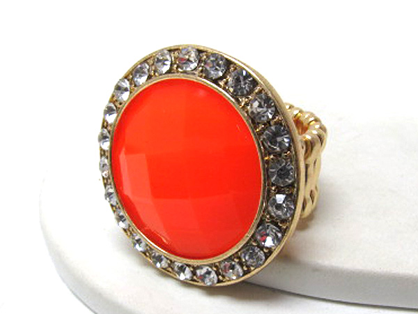 Crystal round glass stone stretch ring