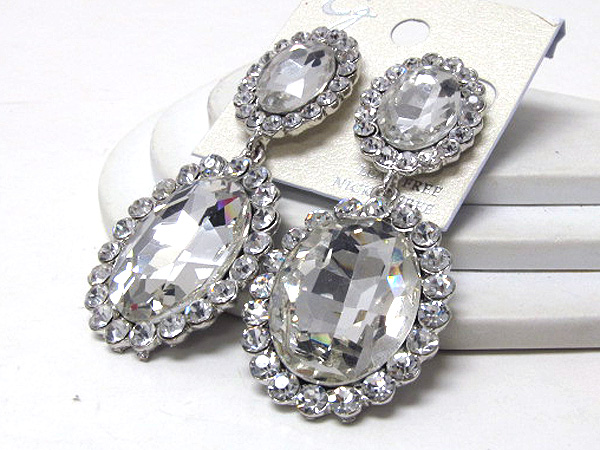 Multi size crystal double oval shape drop earring