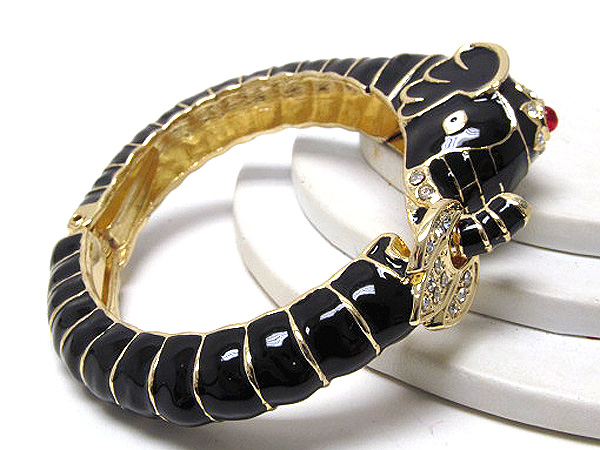 Crystal elephant head fashion hinge bangle