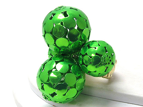 Multi size metal balls colorful fashion stretch ring 