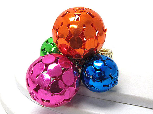 Multi size metal balls colorful fashion stretch ring 