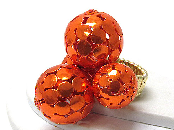 Multi size metal balls colorful fashion stretch ring 