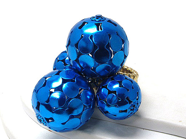 Multi size metal balls colorful fashion stretch ring 