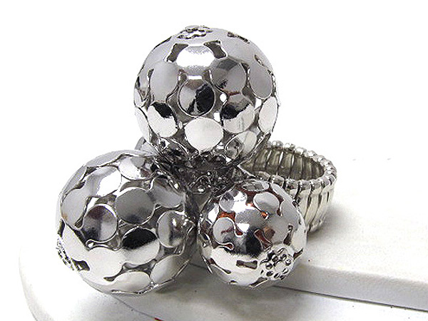 Multi size metal balls colorful fashion stretch ring