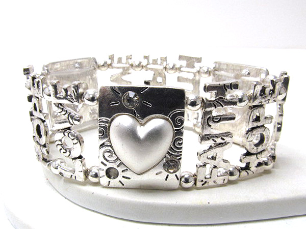 Crystal love hope faith and heart square stretch bracelet