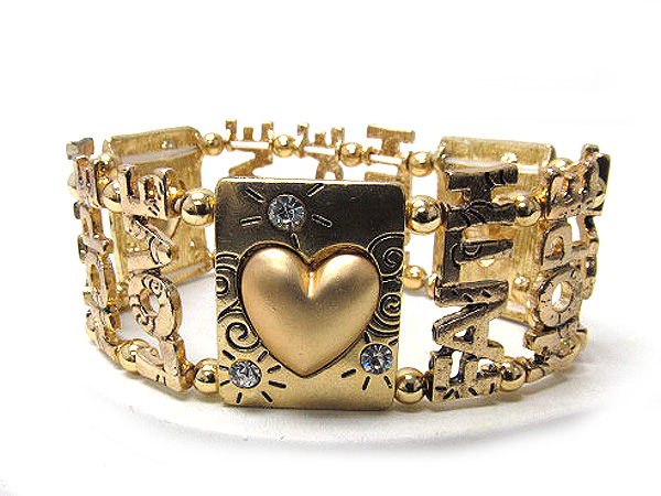 Crystal love hope faith and heart square stretch bracelet