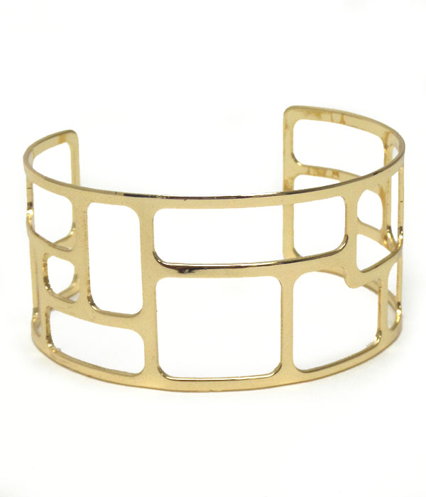 Mondrian cut metal bangle bracelet