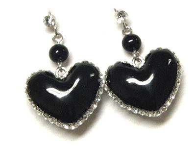 Crystal acryl puff heart earring