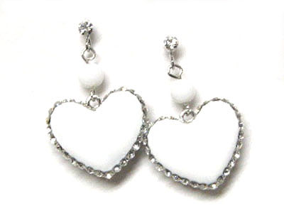 Crystal acryl puff heart earring