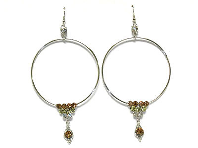 Hoop and crystal drop earring - hoops