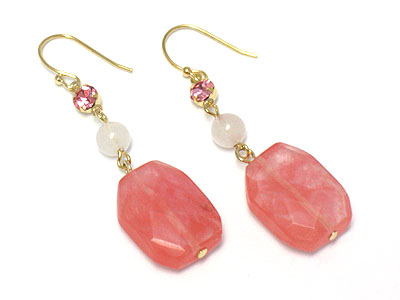 Crystal and natural stone earring