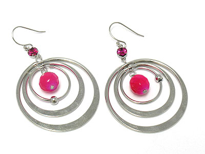 Triple hoop and gradient ball earring - hoops