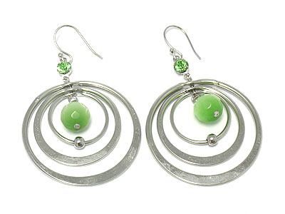 Triple hoop and gradient ball earring - hoops