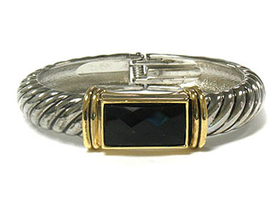 Facet glass cable hinge bangle